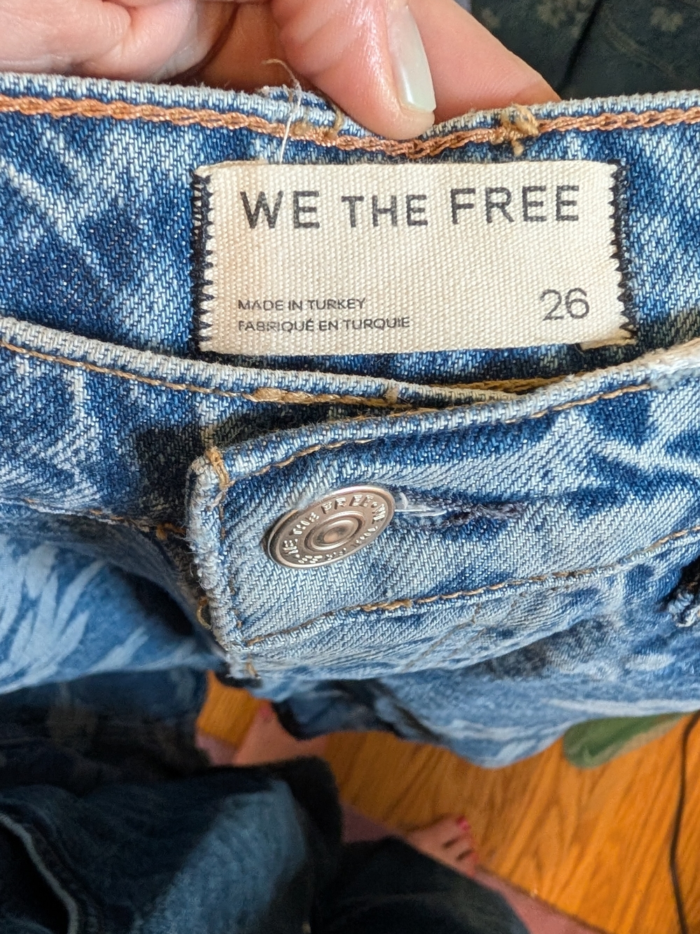 We The Free Blue Floral Good Luck Barrel Jeans - Picture 3 of 8
